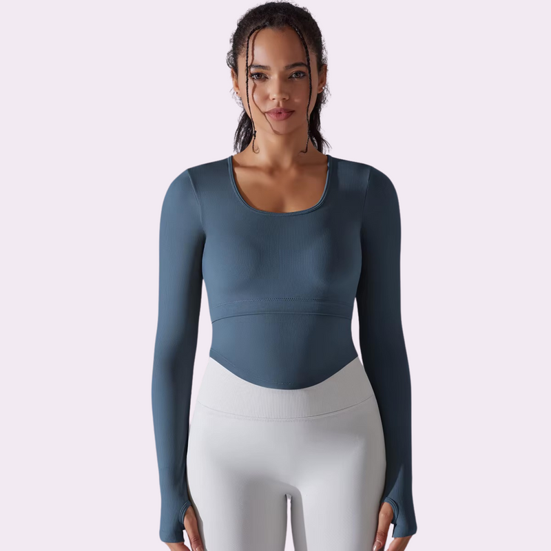 Top manches longues à brassière intégrée | Bleu