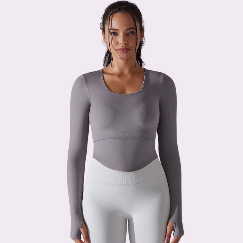 Top manches longues à brassière intégrée | Gris