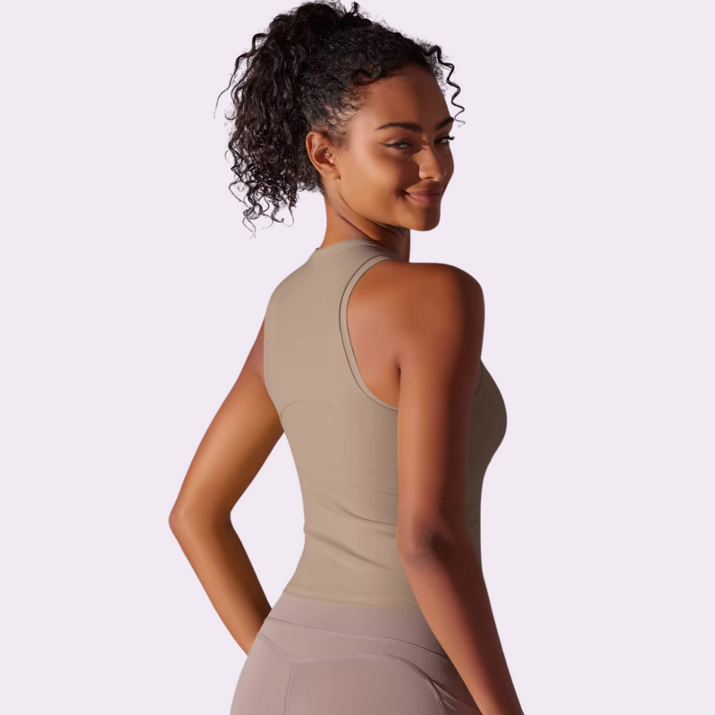 Top de sport à brassière intégrée | Beige