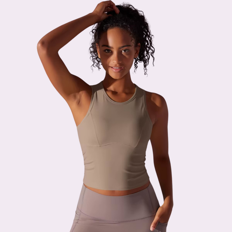 Top de sport à brassière intégrée | Beige