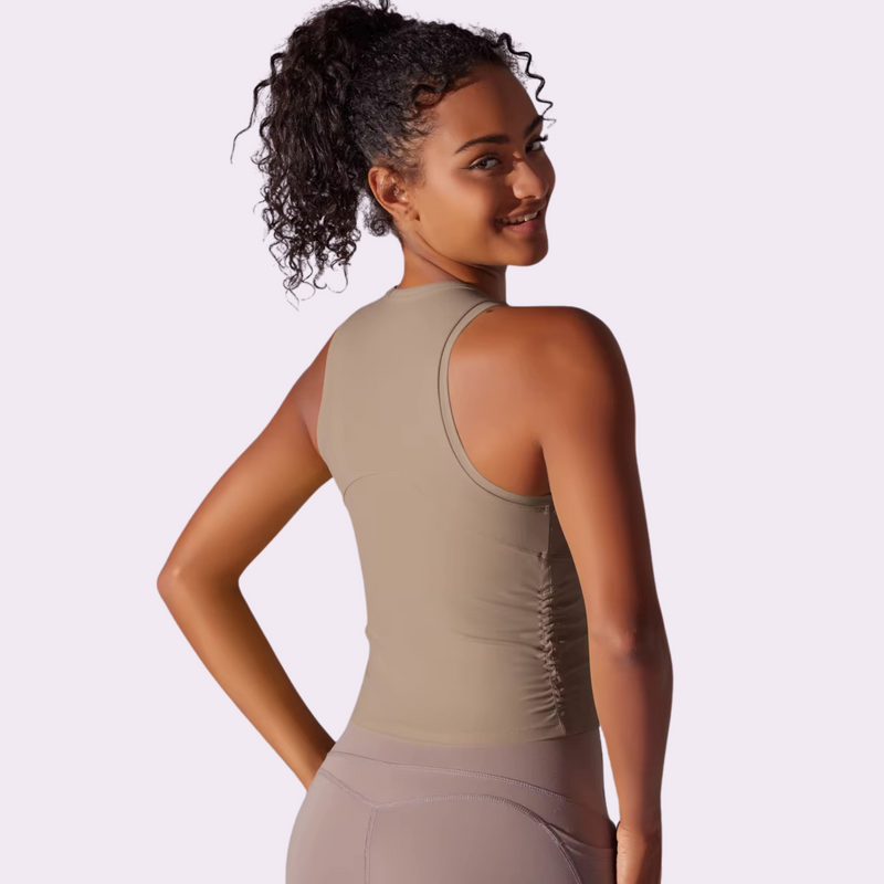 Top de sport à brassière intégrée | Beige