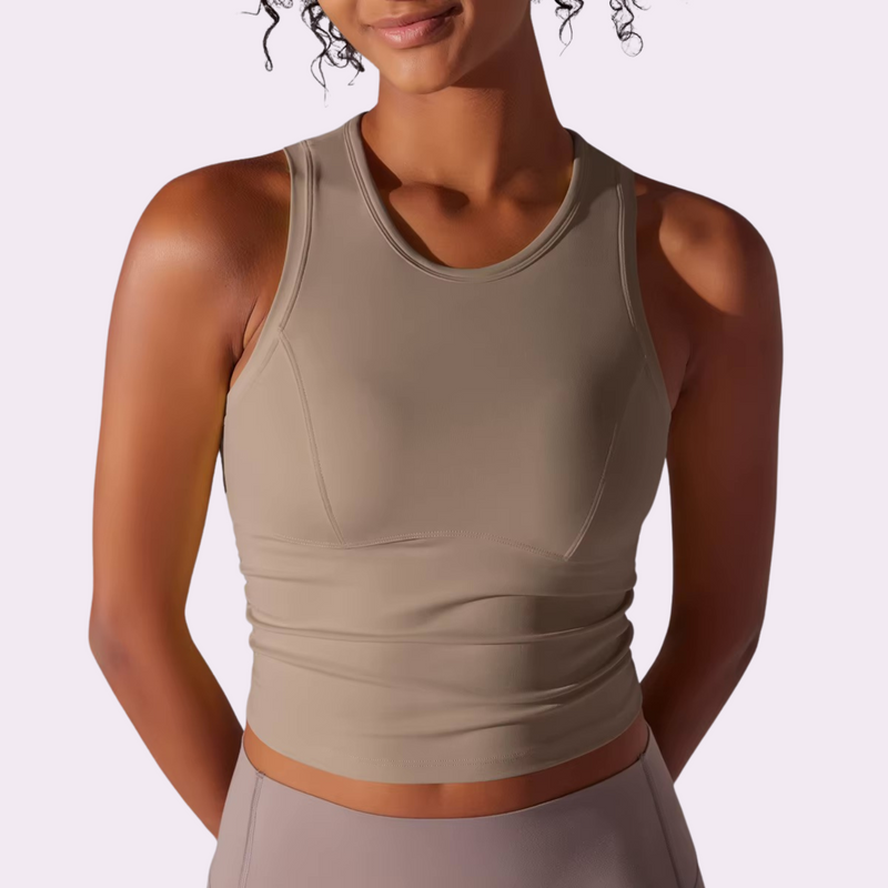 Top de sport à brassière intégrée | Beige