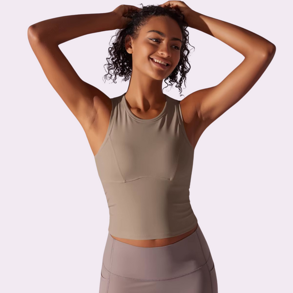 Top de sport à brassière intégrée | Beige