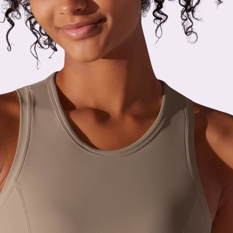 Top de sport à brassière intégrée | Beige