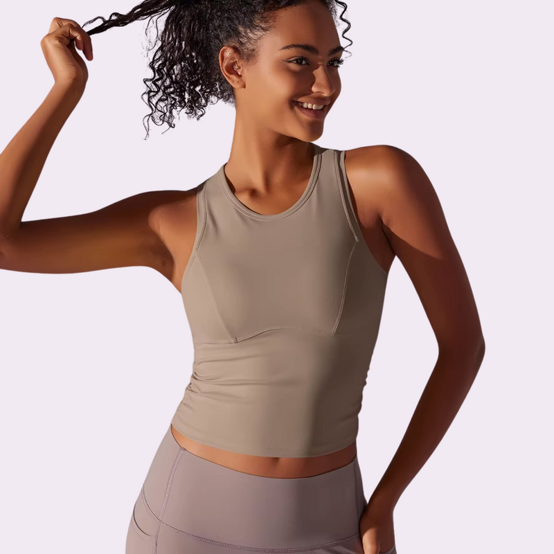 Top de sport à brassière intégrée | Beige