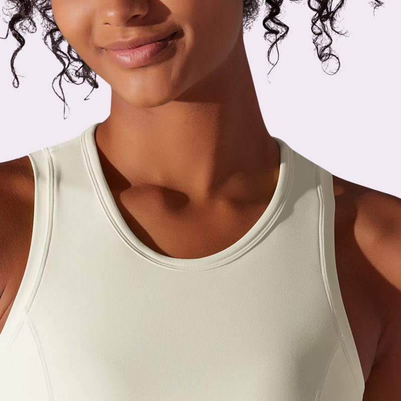 Top de sport à brassière intégrée | Crème