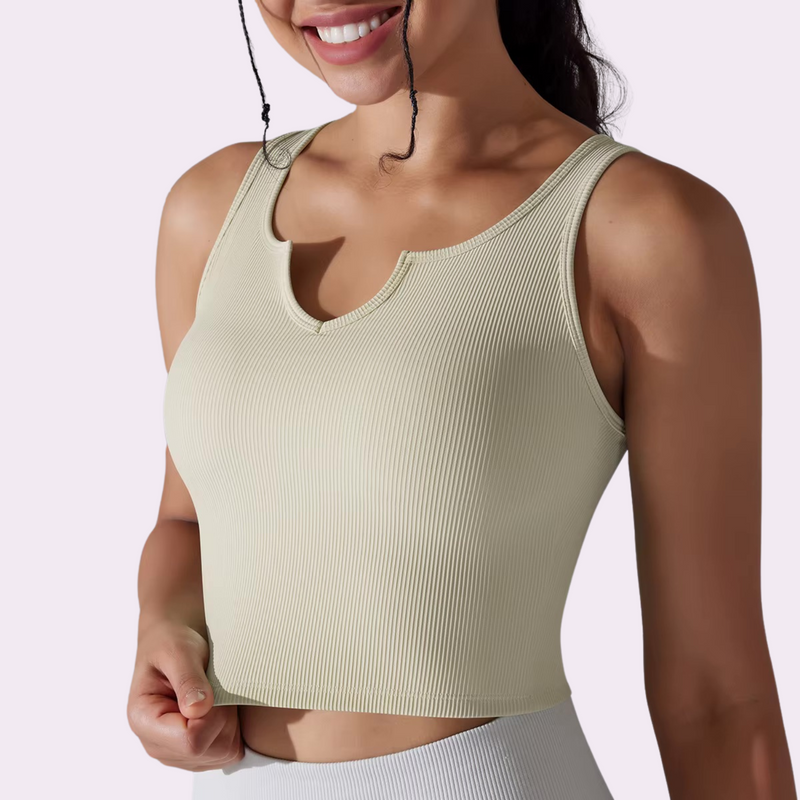 Top décolleté à brassière intégrée | Beige