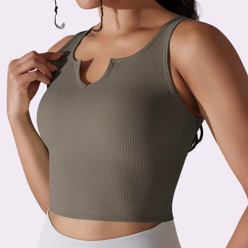 Top décolleté à brassière intégrée | Gris